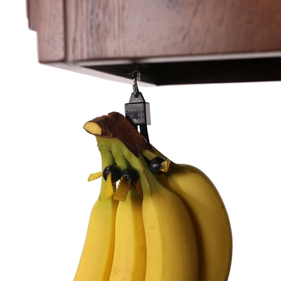 Banana Bungee, Black Banana Fruit Under Cabinet Hanger, Hook Alternative Storage Solution, Screw Anchor, Patented, Made in USA