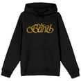 thumbnail image 1 of The Band Yellow Distressed Logo Men's Black Hoodie-Large, 1 of 7