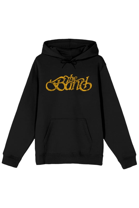 The Band Yellow Distressed Logo Men's Black Hoodie-XS