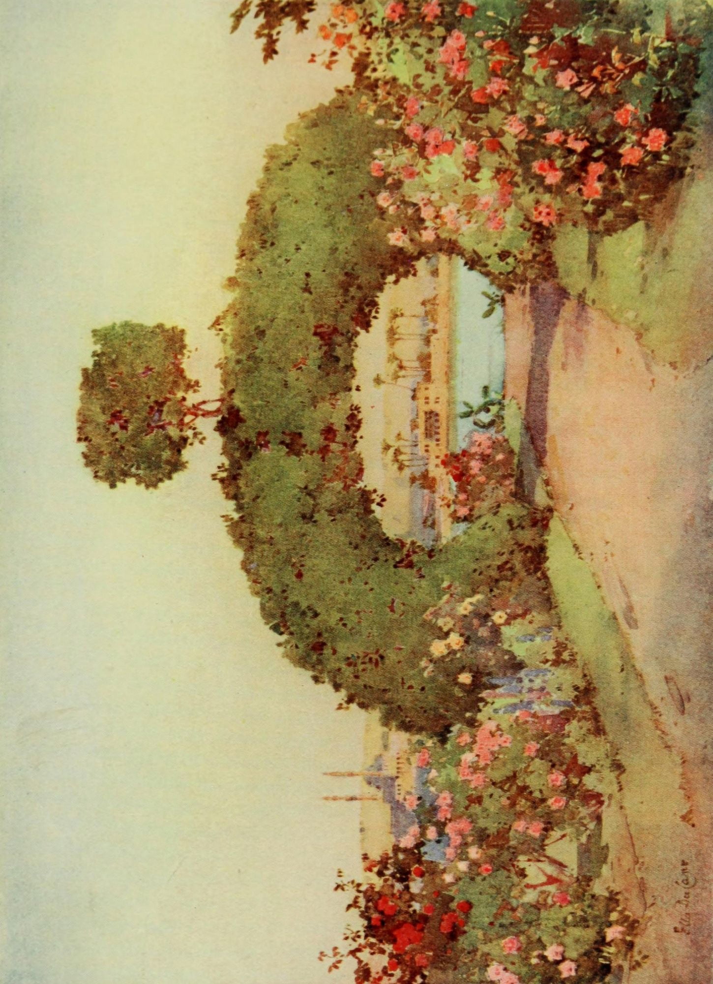 The Banks of the Nile 1913 A rose-garden at Giza Canvas Art - Ella du Cane (18 x 24)