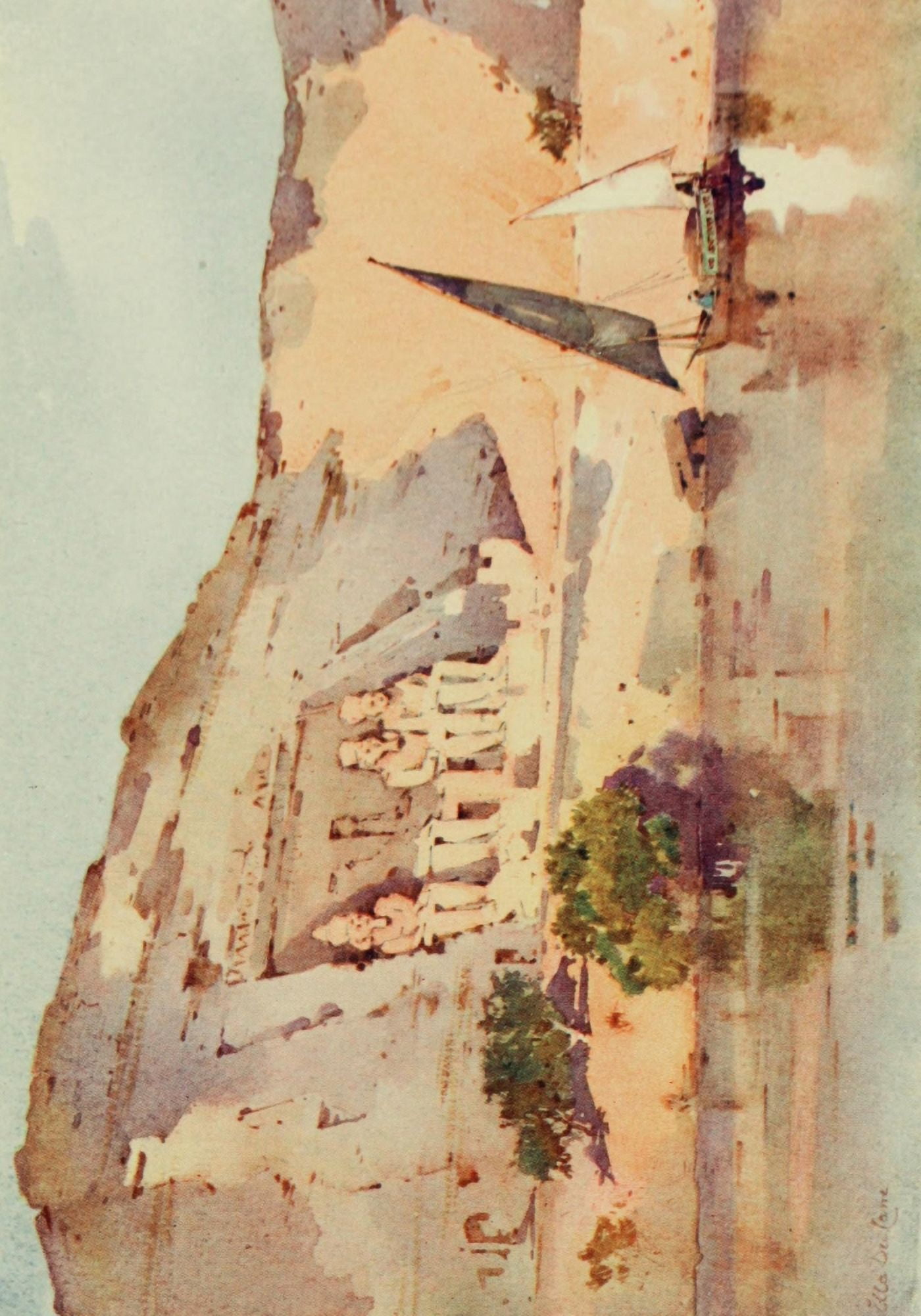 The Banks of the Nile 1913 Abu Simbel Canvas Art - Ella du Cane (24 x 36)