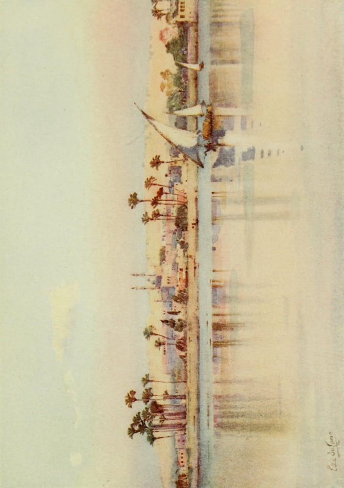 The Banks of the Nile 1913 Cairo and the Citadel from Giza Canvas Art - Ella du Cane (18 x 24)
