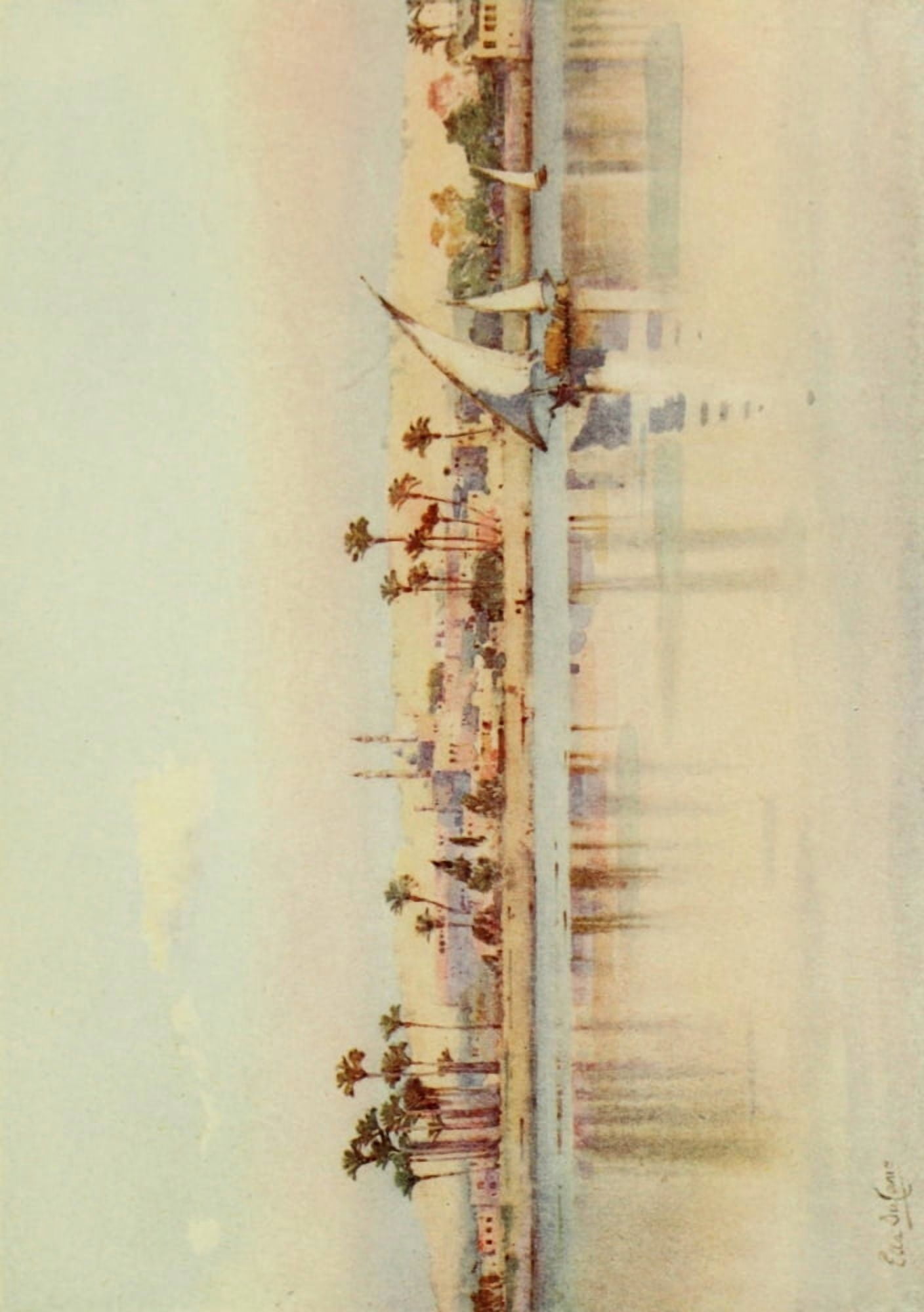 The Banks of the Nile 1913 Cairo and the Citadel from Giza Canvas Art - Ella du Cane (24 x 36)
