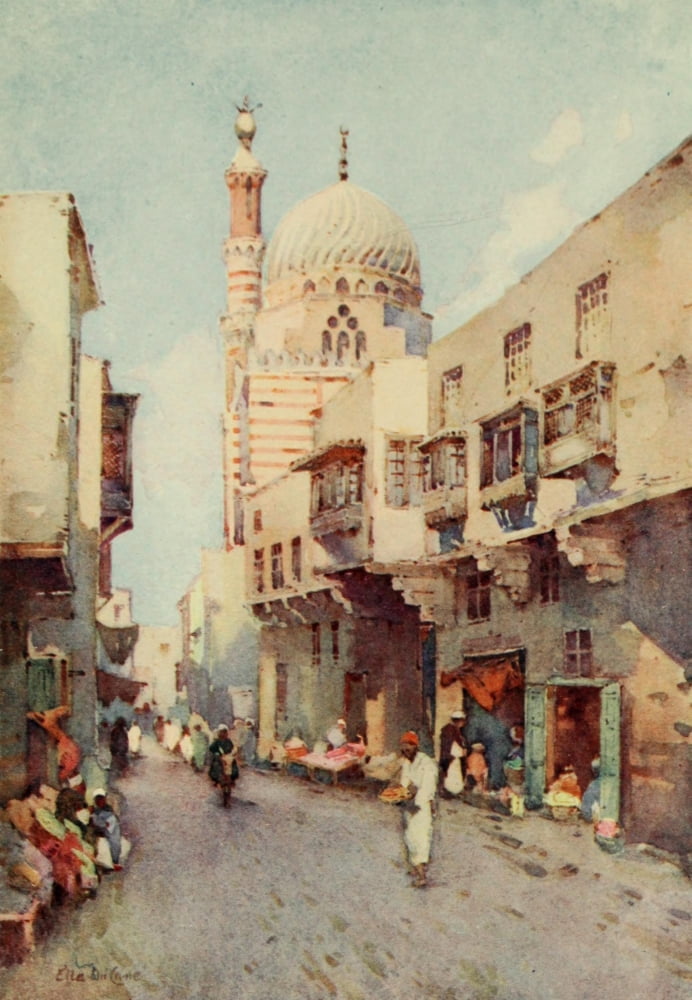 The Banks of the Nile 1913 Darb-El-Gamamiz Cairo Canvas Art - Ella du Cane (24 x 36)