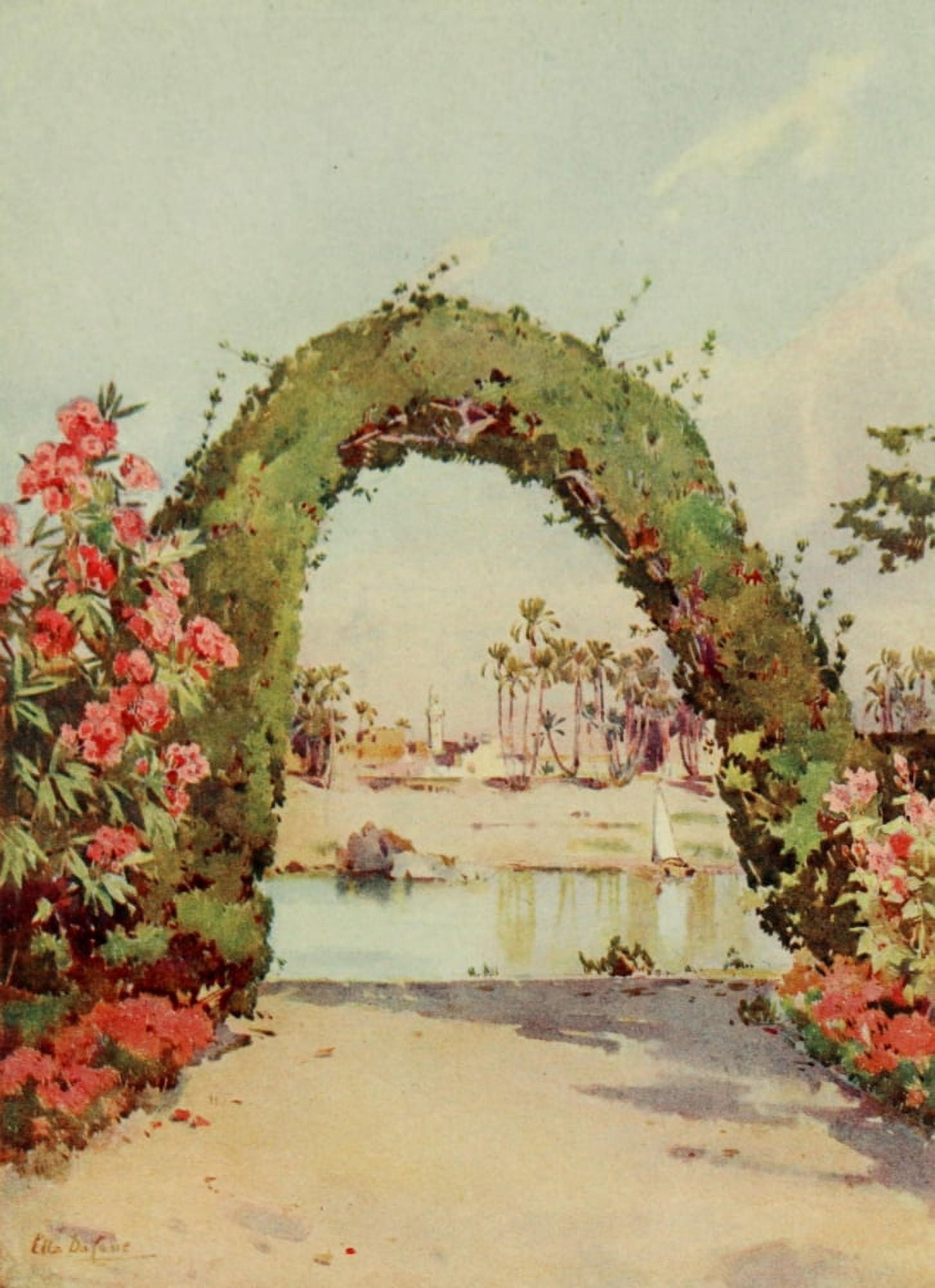 The Banks of the Nile 1913 Elephantine Island from Sirdars Island Canvas Art - Ella du Cane (24 x 36)