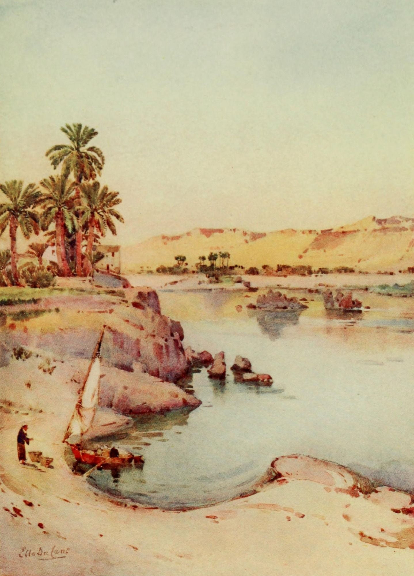 The Banks of the Nile 1913 Islands of the first cataract Canvas Art - Ella du Cane (18 x 24)