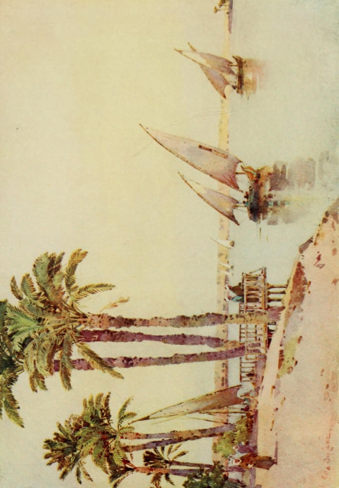 The Banks of the Nile 1913 Sailing boats on the Nile Canvas Art - Ella du Cane (18 x 24)