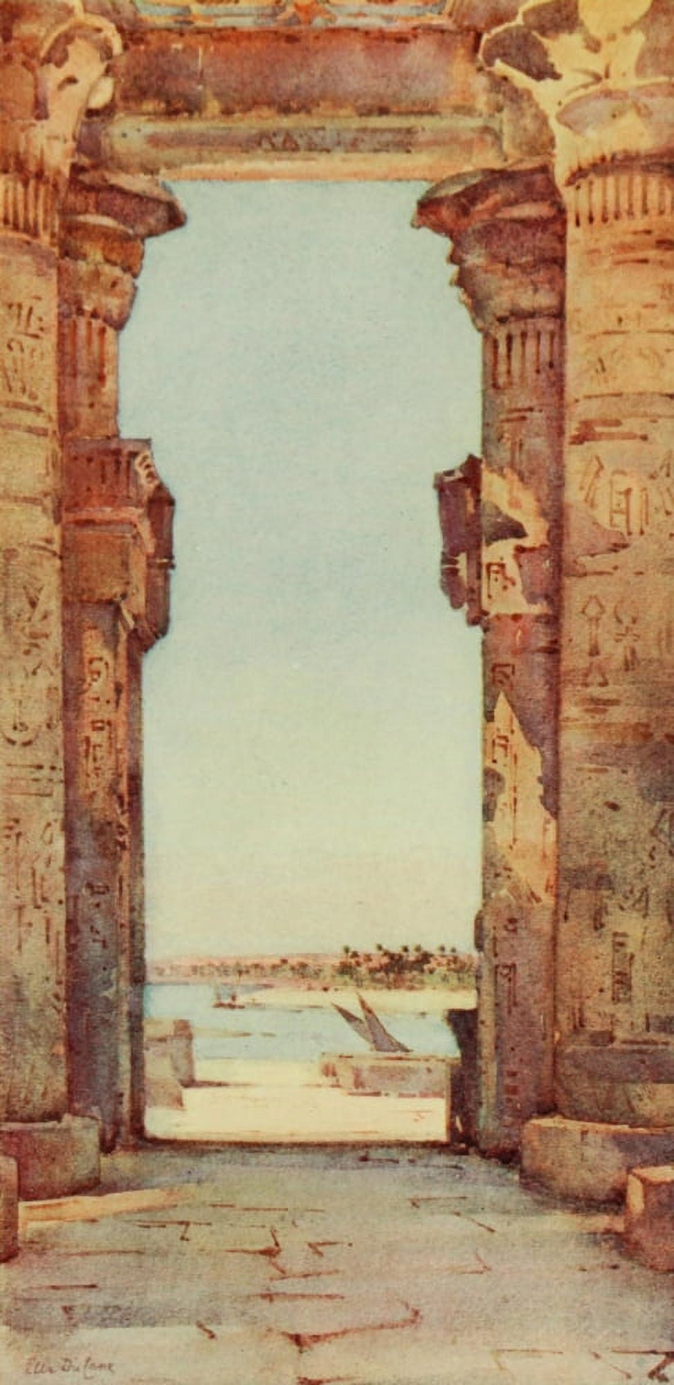 The Banks of the Nile 1913 The Great Temple at Kom Ombo Canvas Art - Ella du Cane (18 x 24)