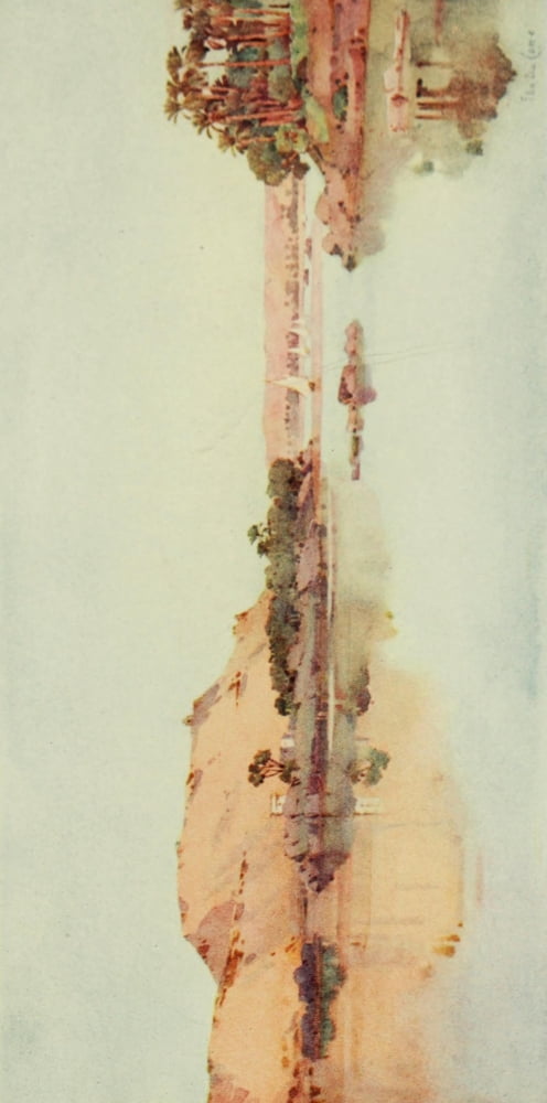 The Banks of the Nile 1913 The Sirdars Island & Arab Sheykhs tomb Canvas Art - Ella du Cane (18 x 24)