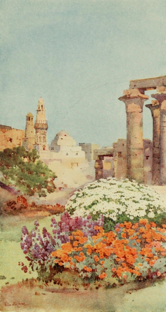The Banks of the Nile 1913 The Temple of Luxor Canvas Art - Ella du Cane (24 x 36)
