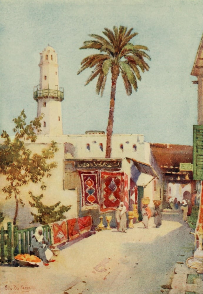 The Banks of the Nile 1913 The bazaar at Assuan Canvas Art - Ella du Cane (18 x 24)