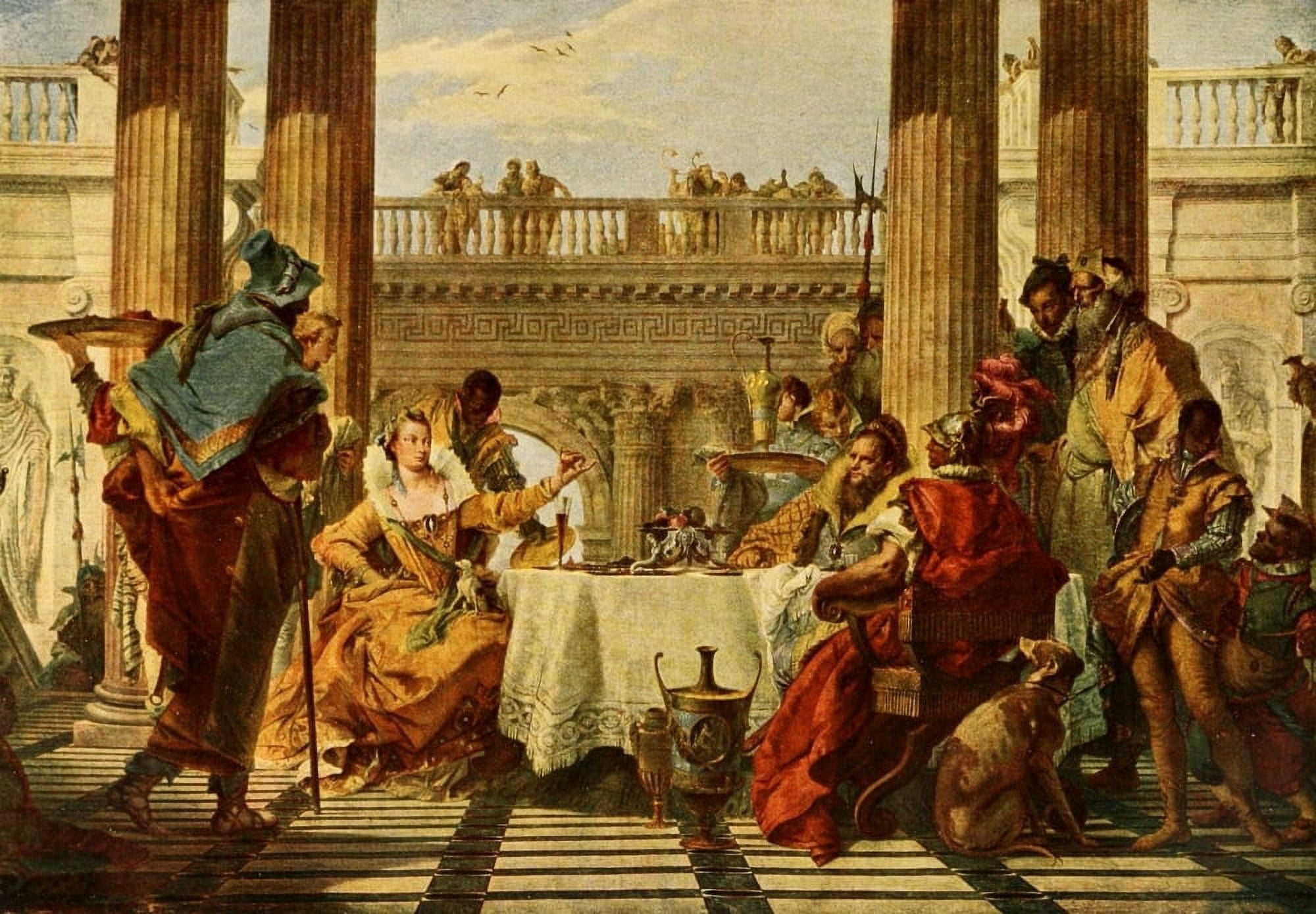 The Banquet Handbuch der Kunstgeschichte 1912 Canvas Art - Giovanni Battista Tiepolo (24 x 36)