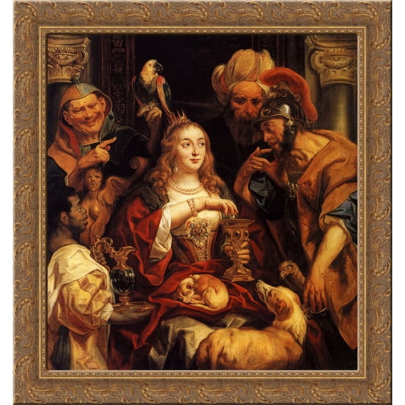 The Banquet of Cleopatra 24x20 Gold Ornate Wood Framed Canvas Art by Jacob Jordaens