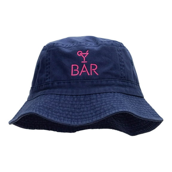 The Bar Embroidered Bucket Hat - Navy OSFM