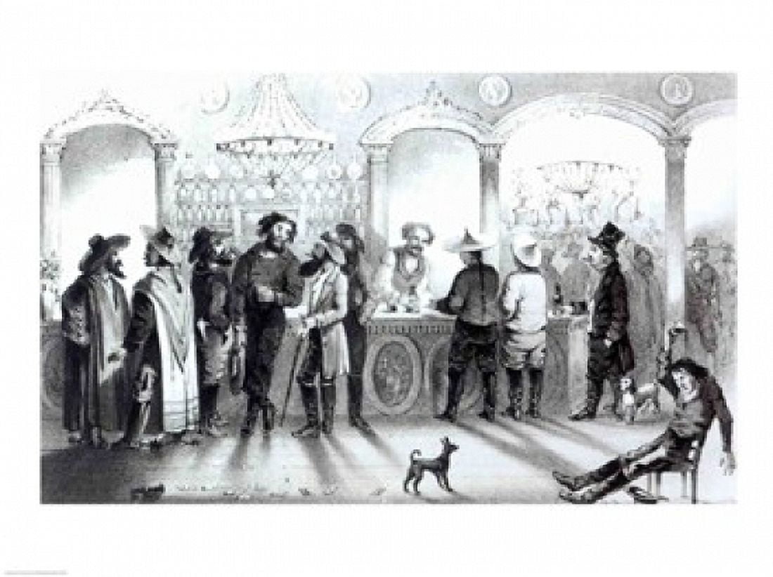 The Bar of a Gambling Saloon Canvas Art - (36 x 24)
