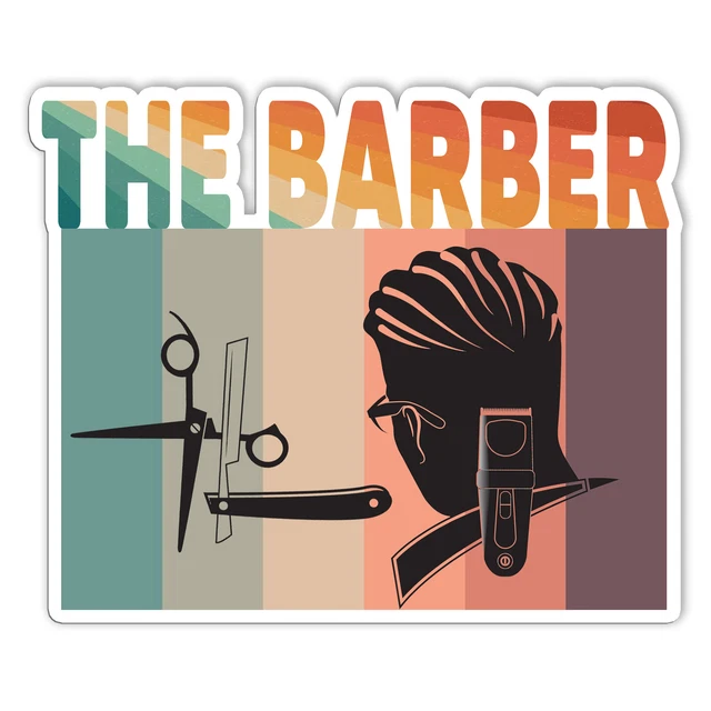 The Barber Sticker Retro Hair Stylist Stickers Barbershop Decals ...