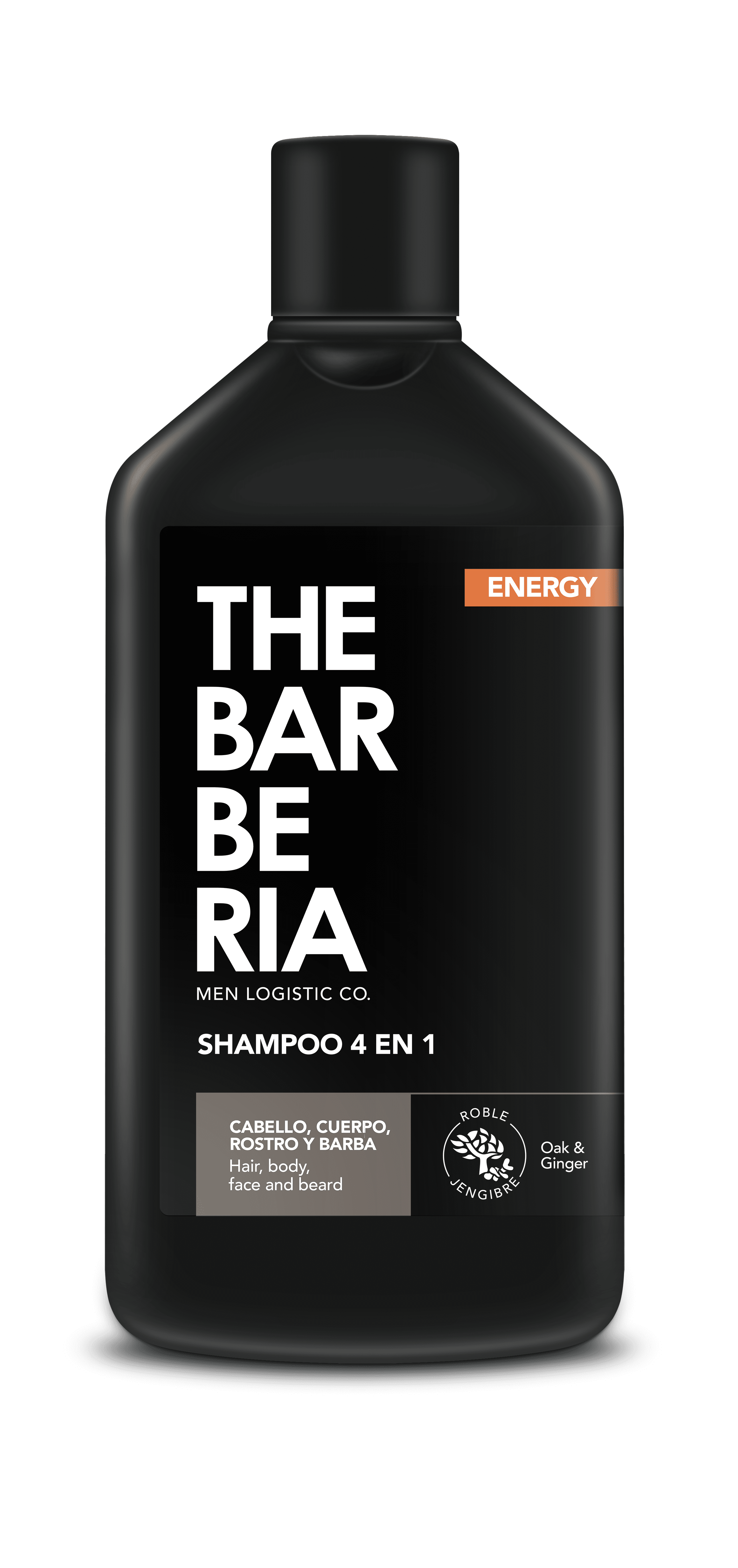 The Barberia Shampoo  4 IN 1 Formula, Energy,  10.1 fl oz Hair, body, face & beard Oak & Ginger