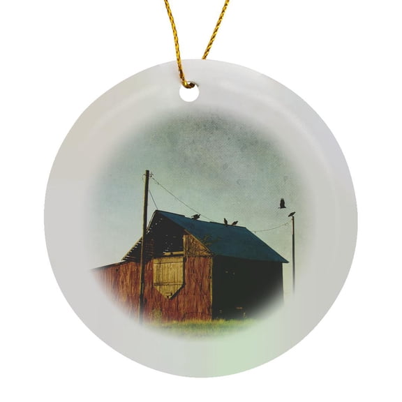 3drose, the Barn and the Vultures by Angelandspot, Circle Porcelain Ornament