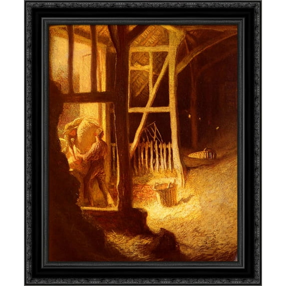 The Barn Door 20x23 Black Ornate Wood Framed Canvas Art by Clausen, Sir George