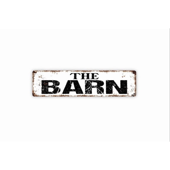 The Barn Sign - Rustic Metal Street Sign or Door Name Plate Plaque - Size: 16 x 4 Inches