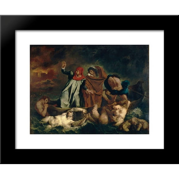 The Barque of Dante (Dante and Virgil in the Underworld) 20x24 Framed Art Print by Eugene Delacroix