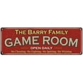 thumbnail image 1 of The Barry Family Red Game Room Metal 8x24 Sign 108240038297, 1 of 1