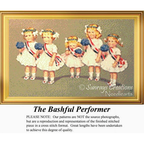 The Bashful Performer, Vintage Counted Cross Stitch Pattern (Pattern Only, You Provide the Floss and Fabric)