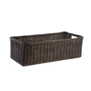 The Basket Lady Long Low Wicker Basket, Extra Large, 28.5 in L x 15 in W x 9 in H, Antique Walnut Brown