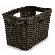 The Basket Lady Rectangular Deep Wicker Storage Basket, Small, 12 in L x 8 in W x 8 in H, Antique Walnut Brown