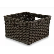 The Basket Lady Square Deep Wicker Storage Basket, Medium, 15 in L x 15 in W x 9 in H, Antique Walnut Brown
