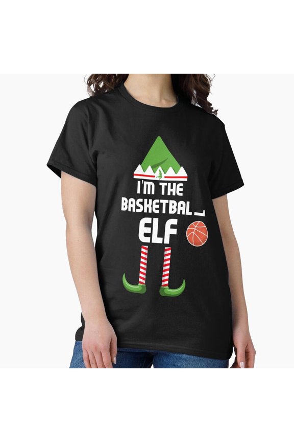 The Basketball Elf Holiday Christmas Character Unisex T-Shirt, up to size 5XL