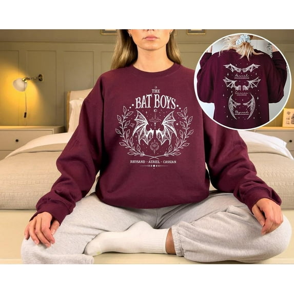 The Bat Boys Shirt, Vintage Acotar Bookish Sweatshirt, The Night Court Illyrians, A Court of Thorn and Roses Rhysand Cassian Azriel,Navy color,size M