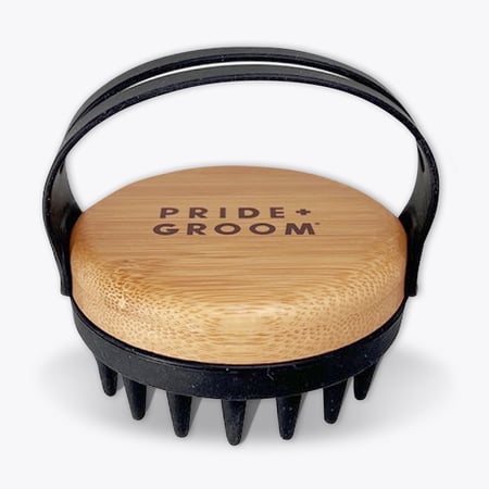 Pride and Groom Dog Bath Brush – Silicone Teeth & Bamboo Base Release Debris & Undercoat, Stimulate Natural Skin Oils, Detangle, & Massage In and Out of Tub for Healthy Coat