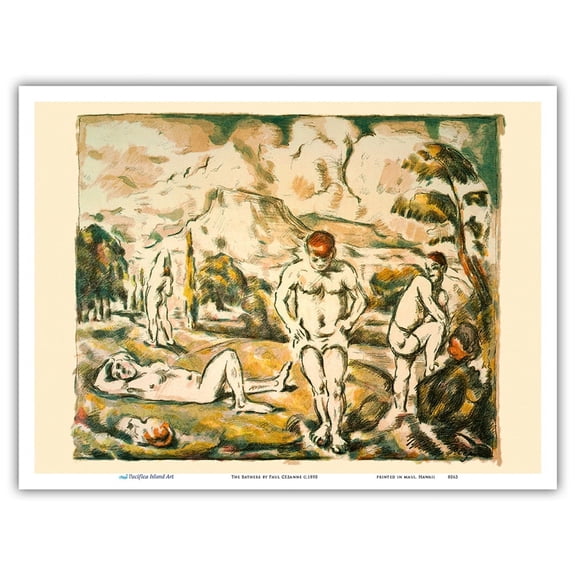 The Bathers - From an Original Color Lithograph by Paul Cézanne c.1890 - Master Art Print (Unframed) 9in x 12in