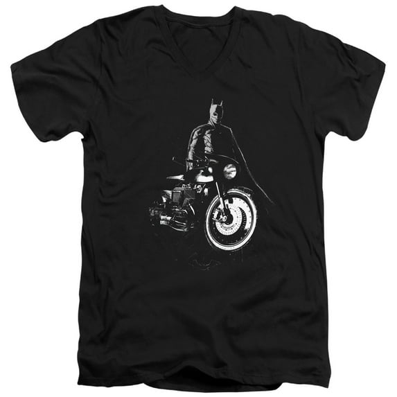 The Batman (2022) And His Motorcycle Unisex Adult V-Neck T Shirt