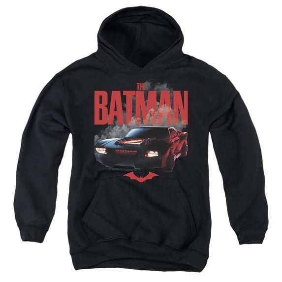 The Batman (2022) Batmobile Kids Pull-Over Hoodie (X-Large) for Youth Boys and Girls, Black