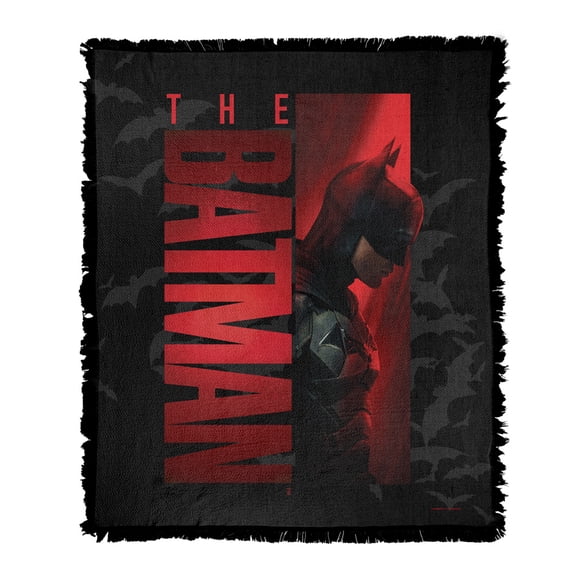 The Batman (2022) Blanket, 50'x60' The Batman Vertical Tiles Woven Tapestry Cotton Blend Fringed Throw