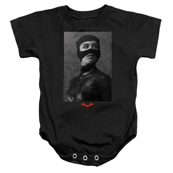 The Batman (2022) Catwoman Worn Portrait Unisex Infant Snap Suit for Baby (6 Months) Black
