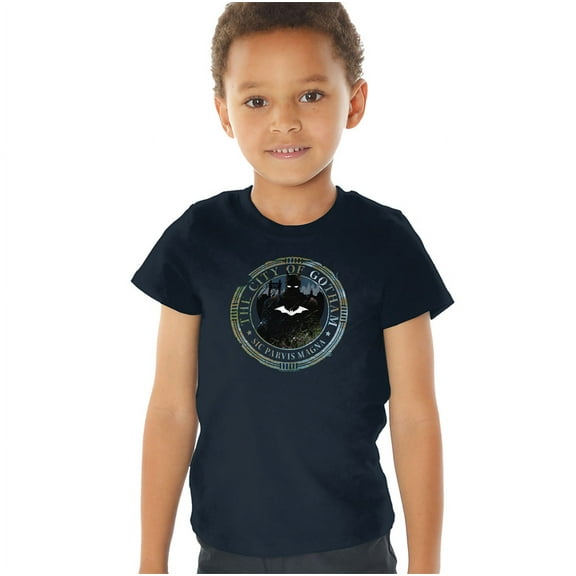 The Batman (2022) Gotham Seal Kids T Shirt (4) for Youth Toddler Boys and Girls, Navy