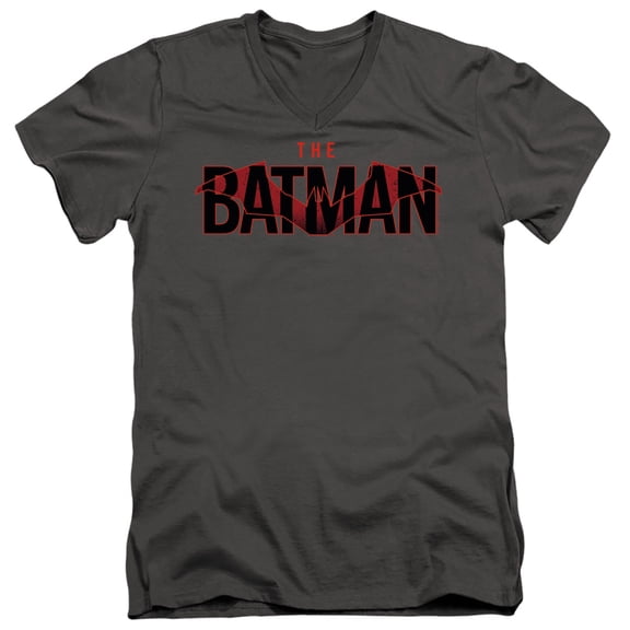 The Batman (2022) Logo With Red Bat Unisex Adult V-Neck T Shirt