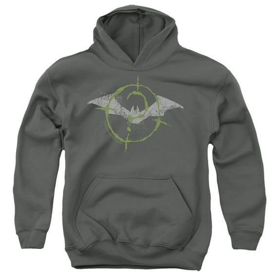 The Batman (2022) Scribbles Bat Logo Kids Pull-Over Hoodie (Small) for Youth Boys and Girls, Charcoal