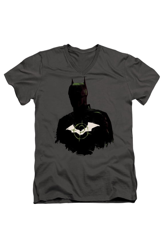 The Batman (2022) Silhouette With Riddler Logo Unisex Adult V-Neck T Shirt