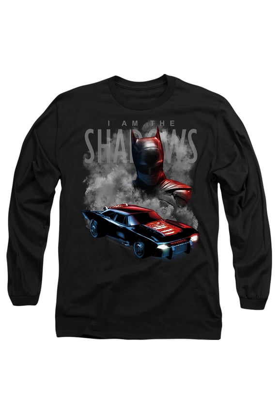 The Batman (2022) Unisex Adult Long-Sleeve T Shirt, Batman and Batmobile, 3X-Large