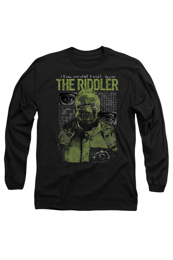 The Batman (2022) Unisex Adult Long-Sleeve T Shirt, Riddler Illustration, X-Large