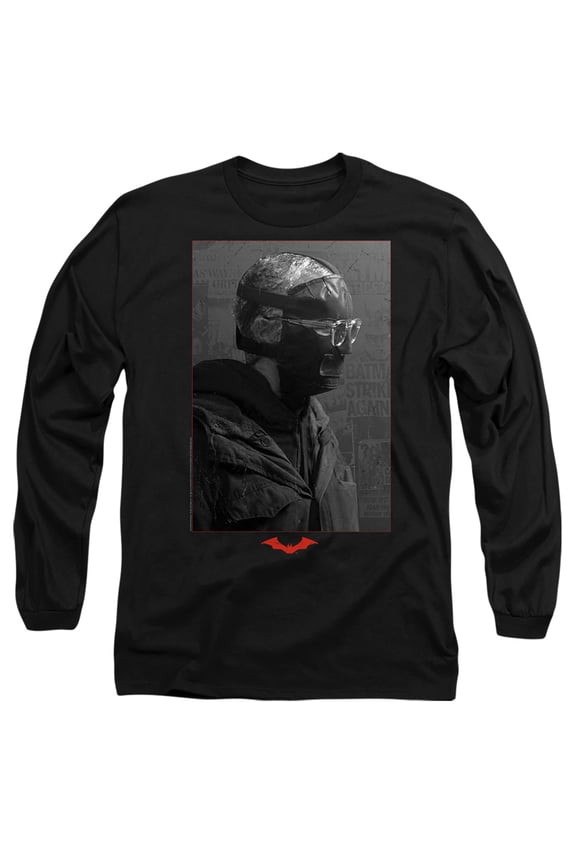 The Batman (2022) Unisex Adult Long-Sleeve T Shirt, Riddler Worn Portrait, Small