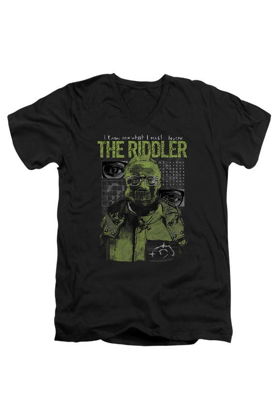 The Batman (2022) Unisex Adult V-Neck T Shirt, Riddler Illustration, Large