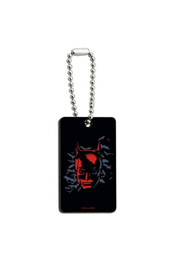 The Batman Bat Burst Wood Wooden Rectangle Keychain Key Ring