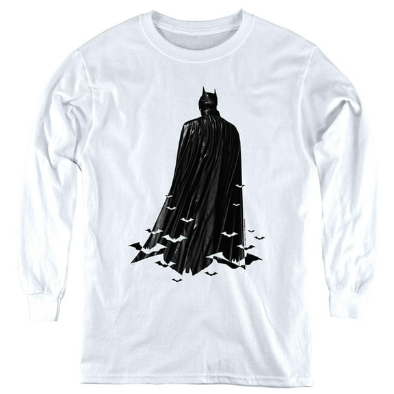 The Batman Bat Cape Kids Long Sleeve T Shirt (Small) for Youth Boys and Girls, White