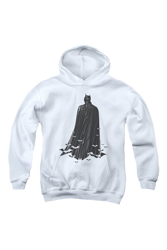 The Batman Bat Cape Kids Pull-Over Hoodie (Large) for Youth Boys and Girls, White