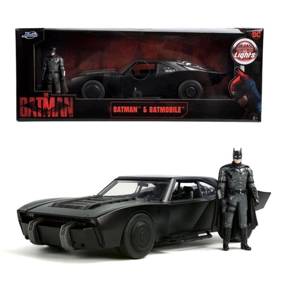 The Batman & Batmobile Vehicle With Lights 1:18 Scale Jada  253216002
